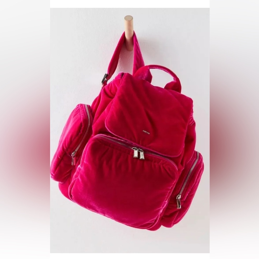 Free People Caraa Velvet Cirrus Backpack Laptop Sleeve Hot Pink Very Big